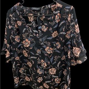 Ivanka Trump brand, Women’s flowery v-neck blouse, Navy & Pink.